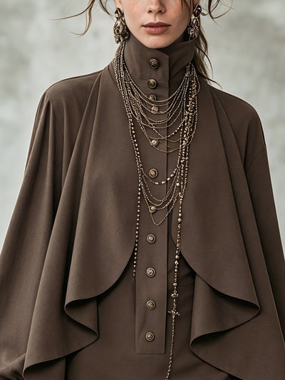 High-Neck Cape Mini Dress