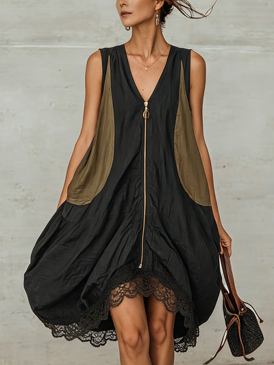 Colorblock Lace Mini Dress