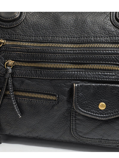 Women's Fashionable Distressed Multi-pocket Leather Handbag