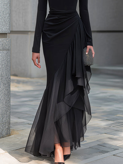 Draped Off-Shoulder Maxi Dress