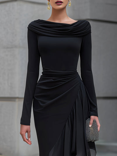 Draped Off-Shoulder Maxi Dress