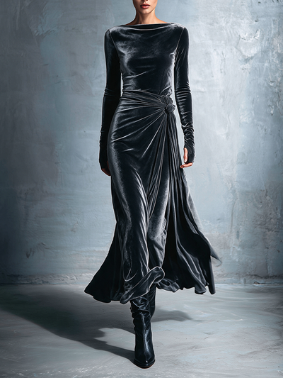 Asymmetric One-Shoulder Midi Dress