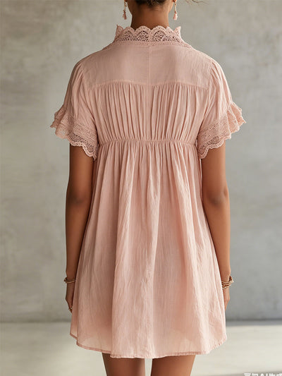 The Pink Lace Button-Down Dress