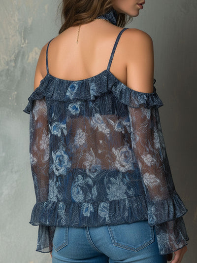 Romantic Floral Ruffle Blouse