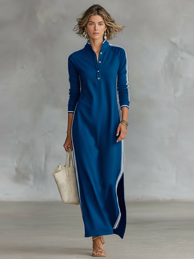 White-Trim Sweatshirt Maxi Dress