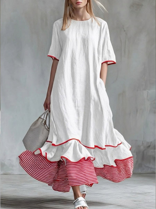 Casual Striped Patchwork Dress