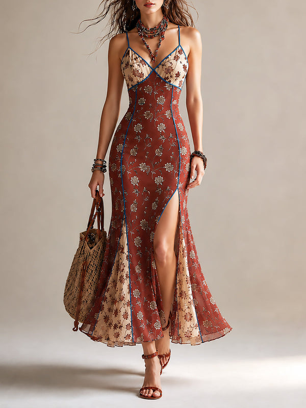 Floral Chiffon Mermaid Maxi Dress