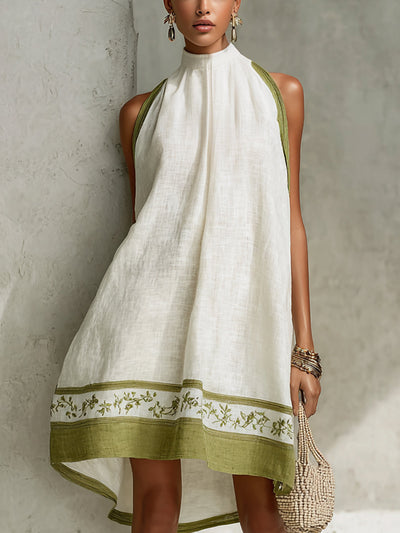 Botanical Trim A-Line Mini Dress