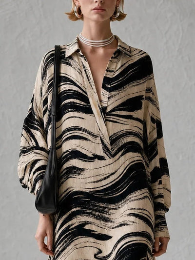 Abstract Slit Straight Maxi Dress