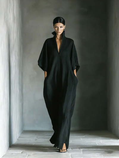 Cotton-Blend Kimono Maxi Dress