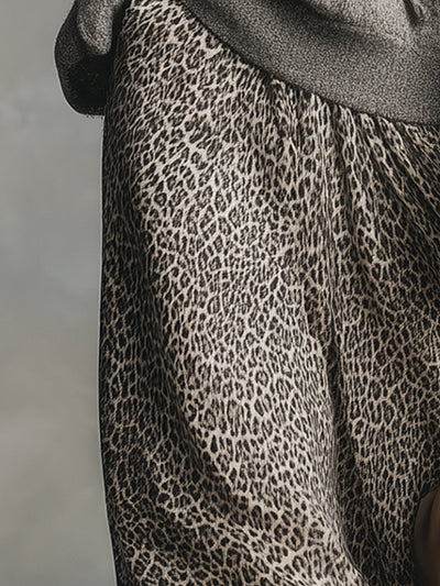 Elegant And Versatile Gray Leopard Print A-line Skirt