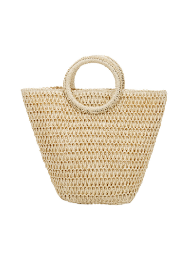 Women's Off-white Shoulder Bag Handbag Straw Large Capacity Woven Bag